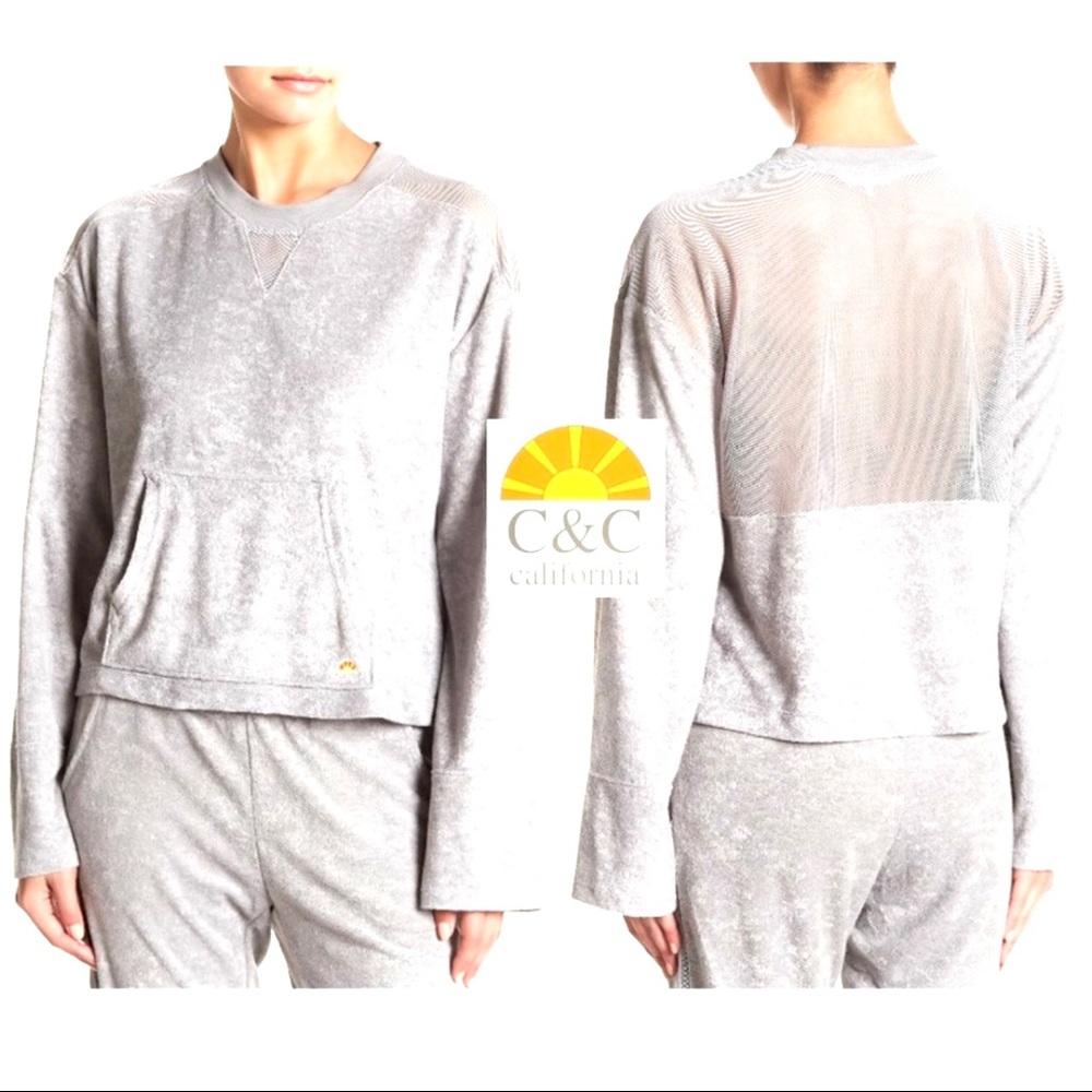 C&C California French Terry And Mesh Pullover Active Wear Top